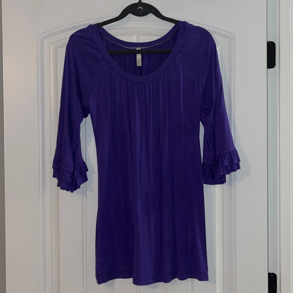 Boutique Purple Ruffle Sleeve Top